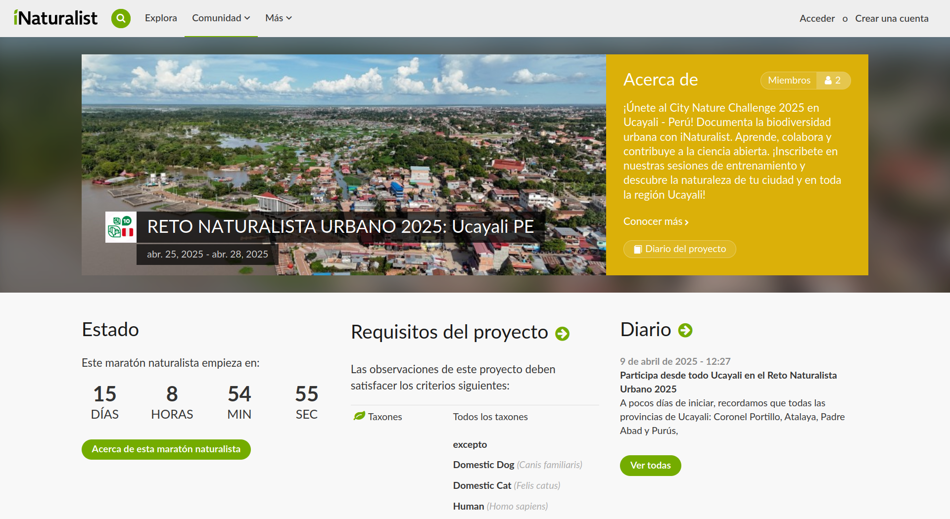 Reto Naturalista Urbano 2025: Ucayali Peru